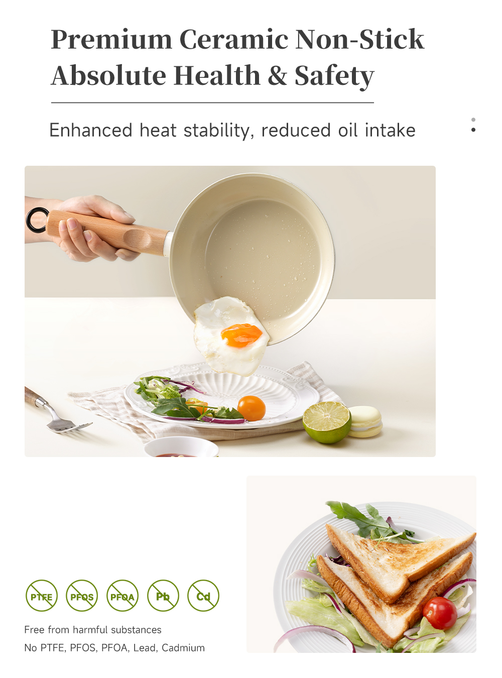 INSSA Non-Stick Pan Set 4/5Pcs Upgrade Ceramic Coated Cookware Suitable ...