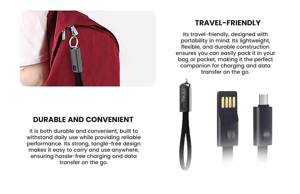 TYLEX XC32 Hang Rope Key Chain 8 Pin Cable USB Charging Cable and Data ...