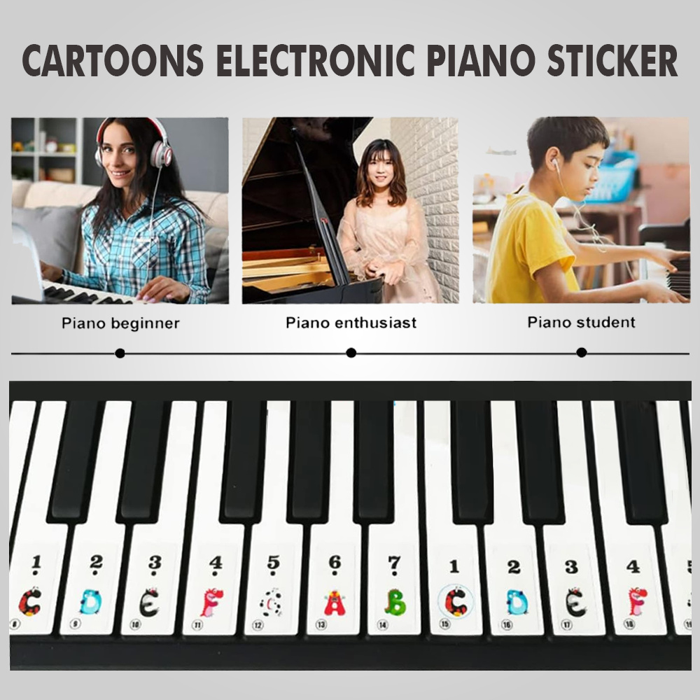 RIXTON Cartoons Piano Keyboard Stickers for Learning Piano Notes Labels ...