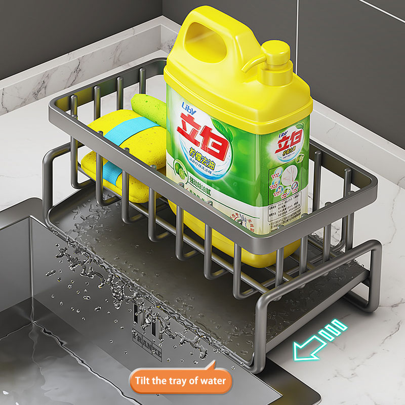 CHIT Sponge Drainer Rack Metal Stainless Kitchen Sink Organizer with ...