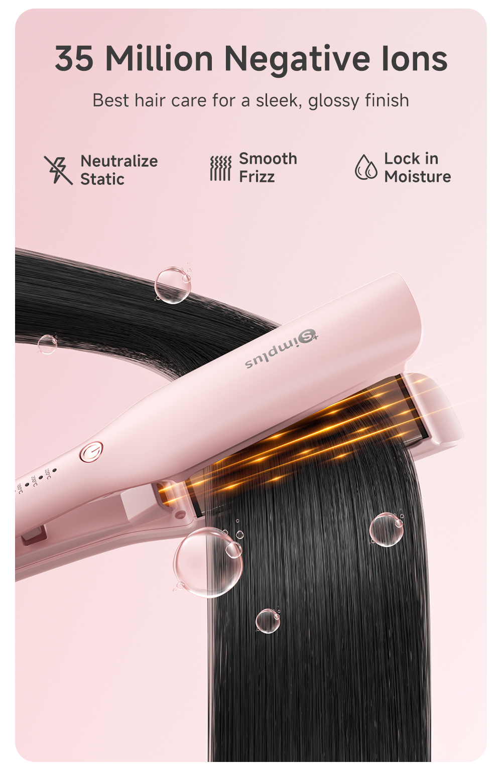 Simplus Straightener 5 Temperature Levels 35 Million Negative Ions ...
