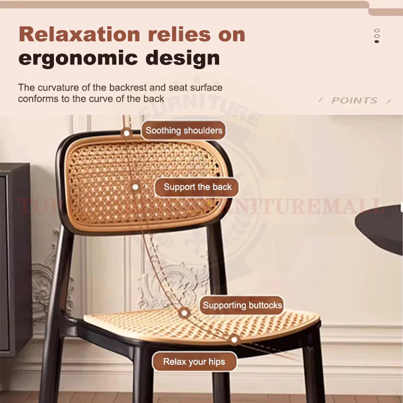 Thickened Nordic Plastic Chair - Rattan Backrest Stackable | Perfect ...