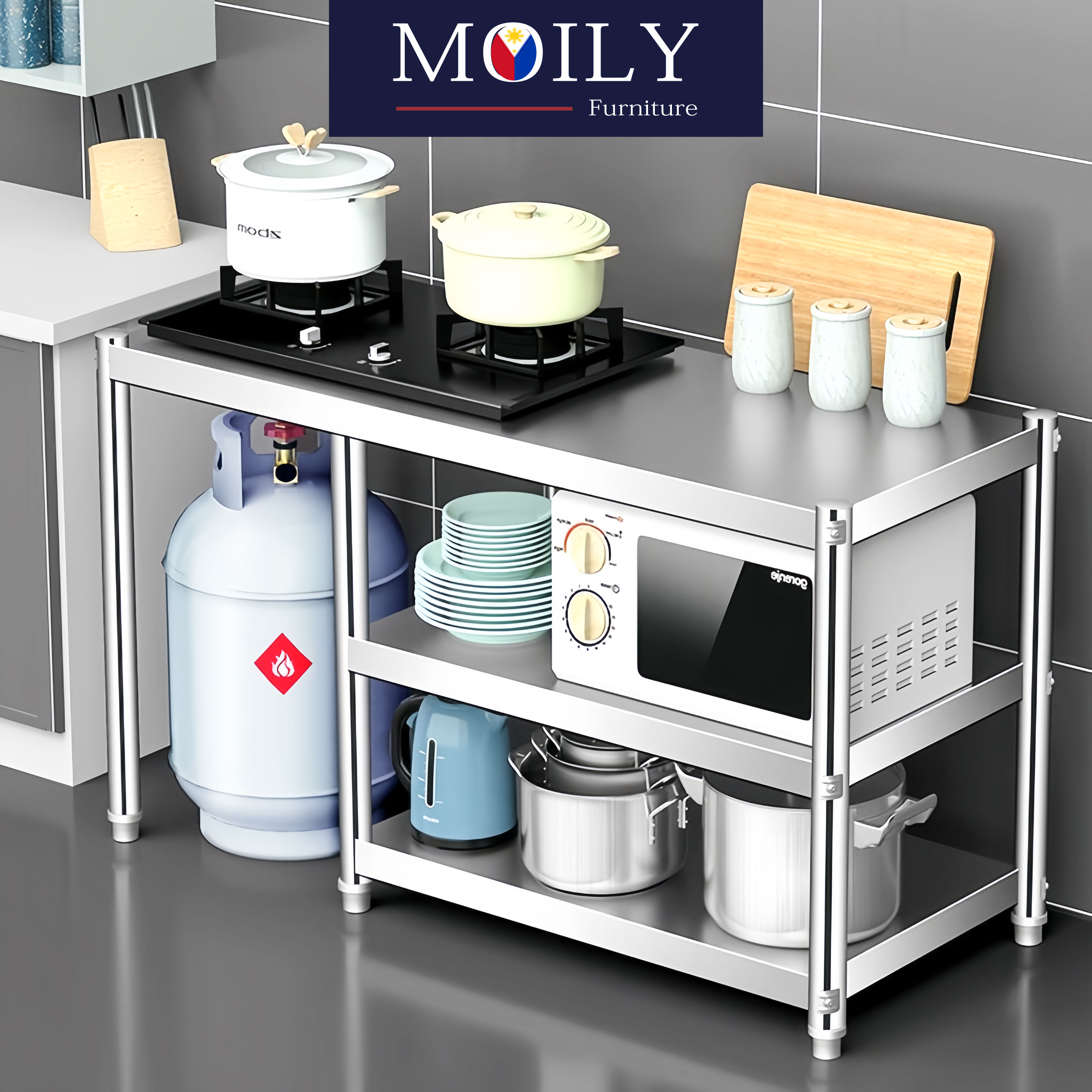 MOILY Kitchen metal gas rack, storage platform, heavy-duty kitchen rack ...