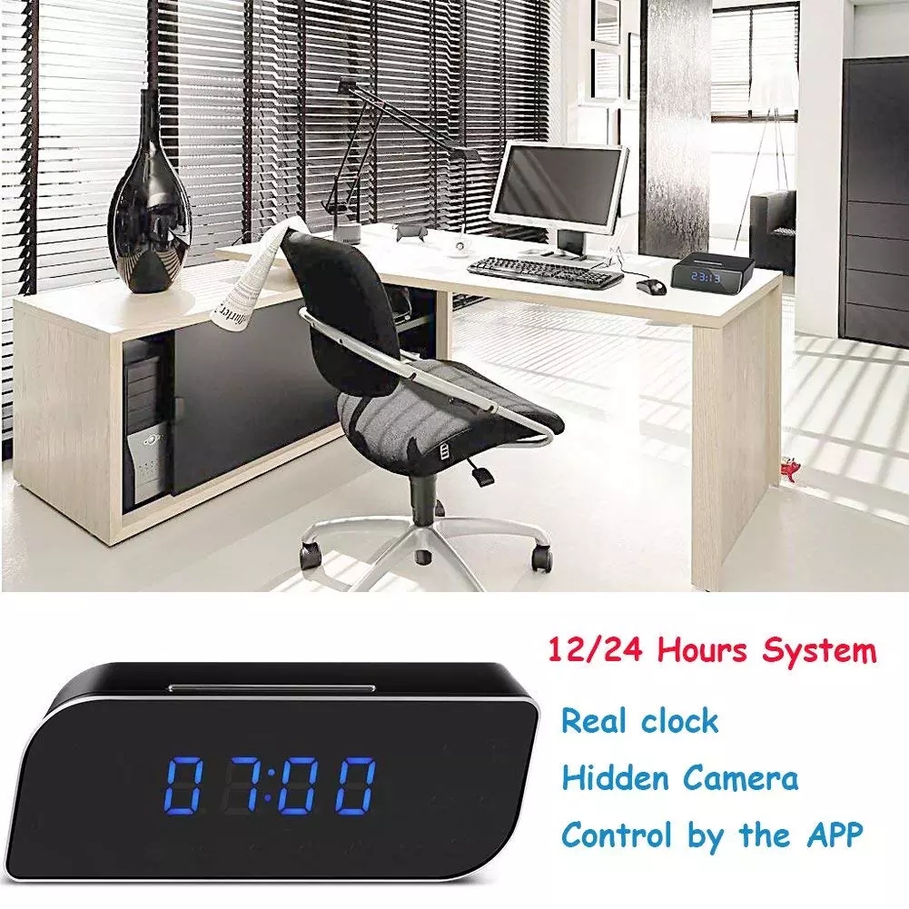 Mini Camera Alarm clock 1080P HD Night Vision monitor WIFI webcam mini ...