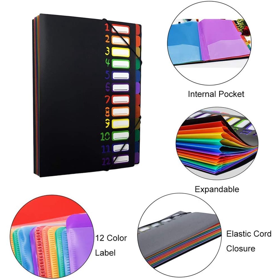 Expanding File Organizer 12/24 Pockets Accordion Folders Classify A4 ...