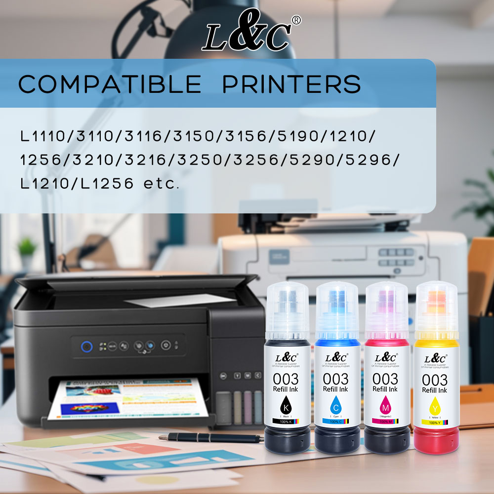 L&C Premium Refill Ink 003 Ink, 70ml Dye Ink, Compatible with L3110 ...
