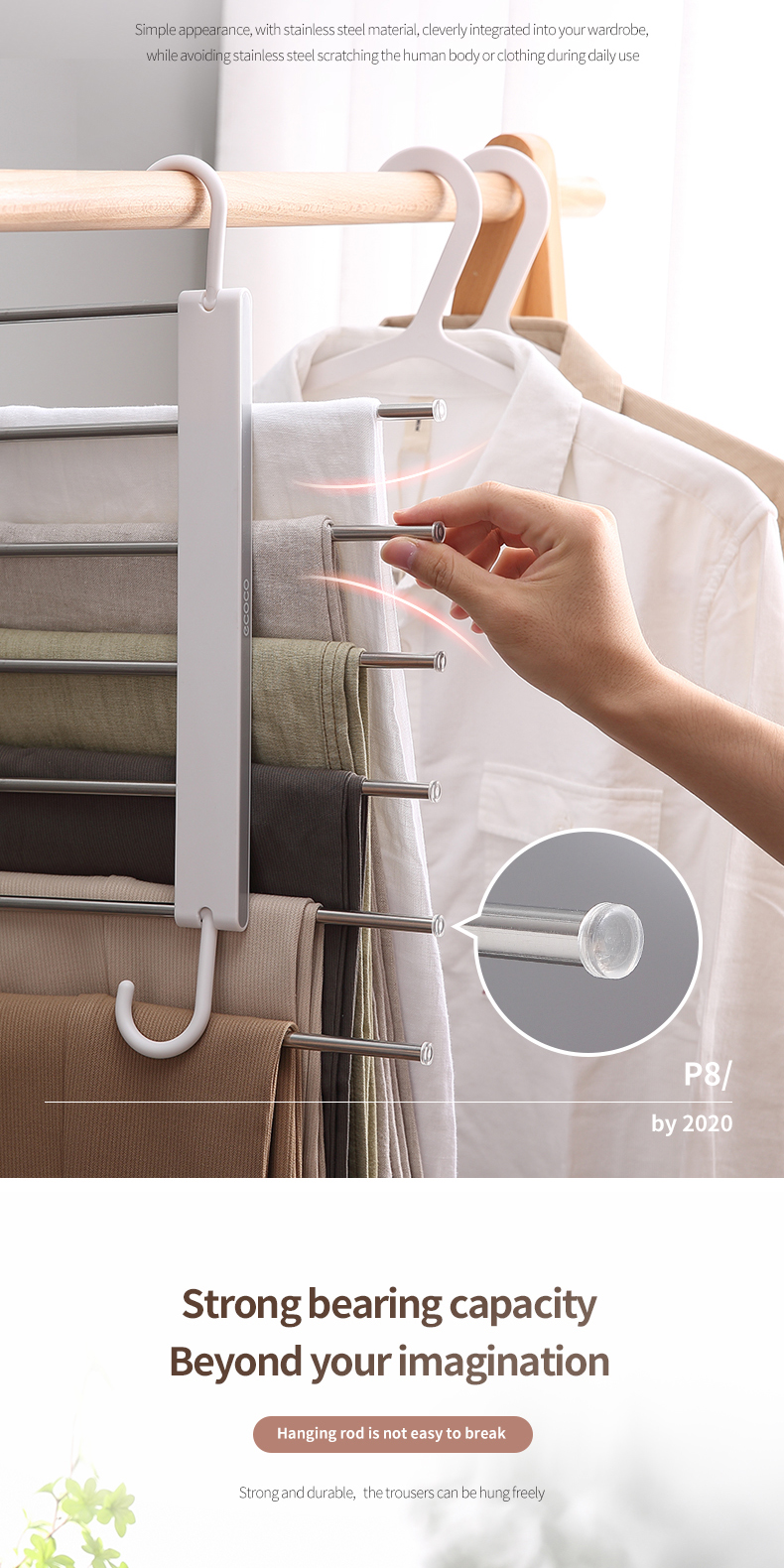 Ecoco Pants Hanger Folding Storage Rack for Trousers Clothes 6-in-1 ...