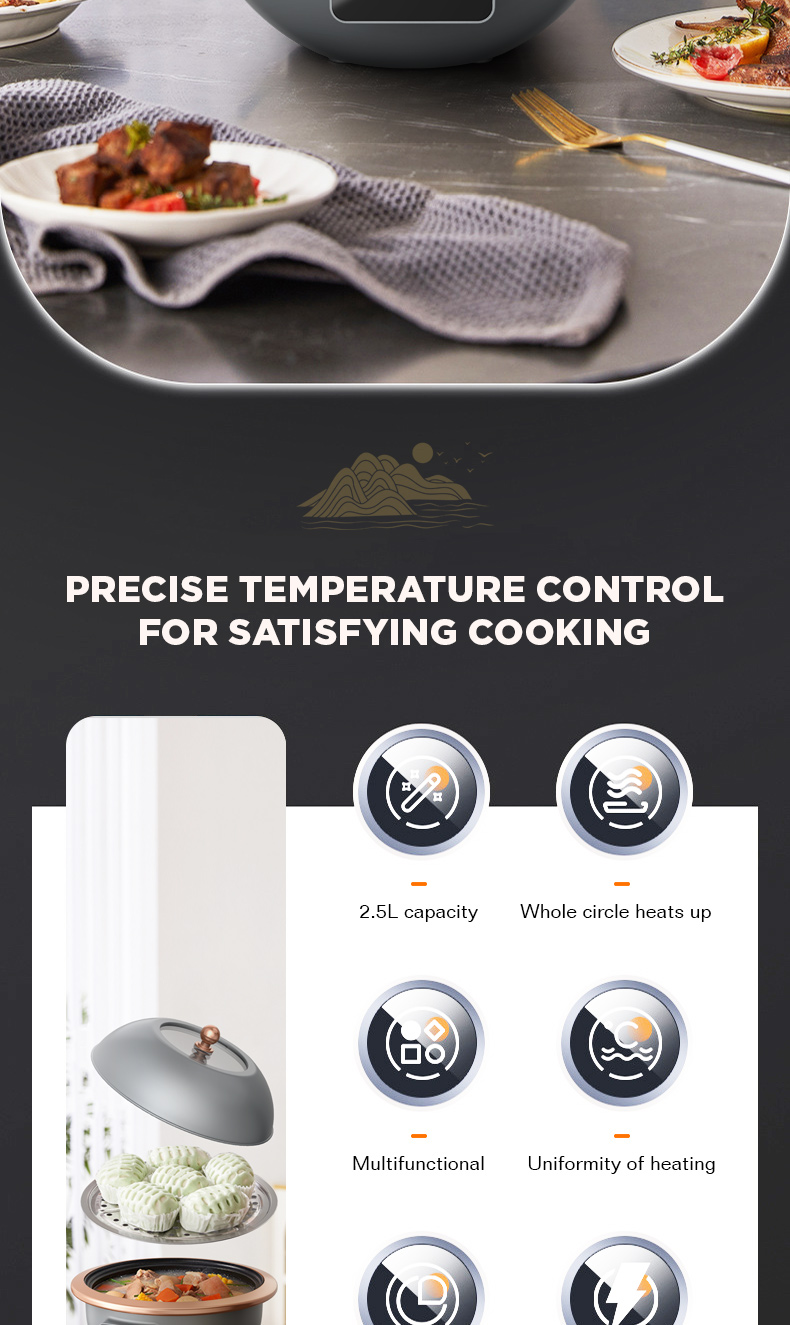 Dreepor 2.5L Electric Cooker Ufo Shape Multifunctional Rice Cooker With ...