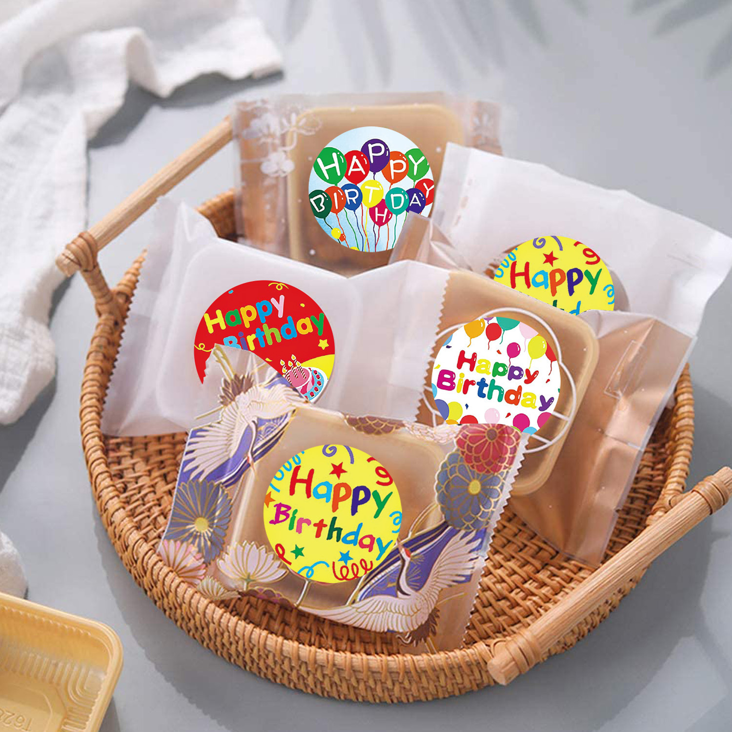 THE NEW 1Roll 500 pcs Thank You Thankyou Flower Round Seal Sticker Tags ...