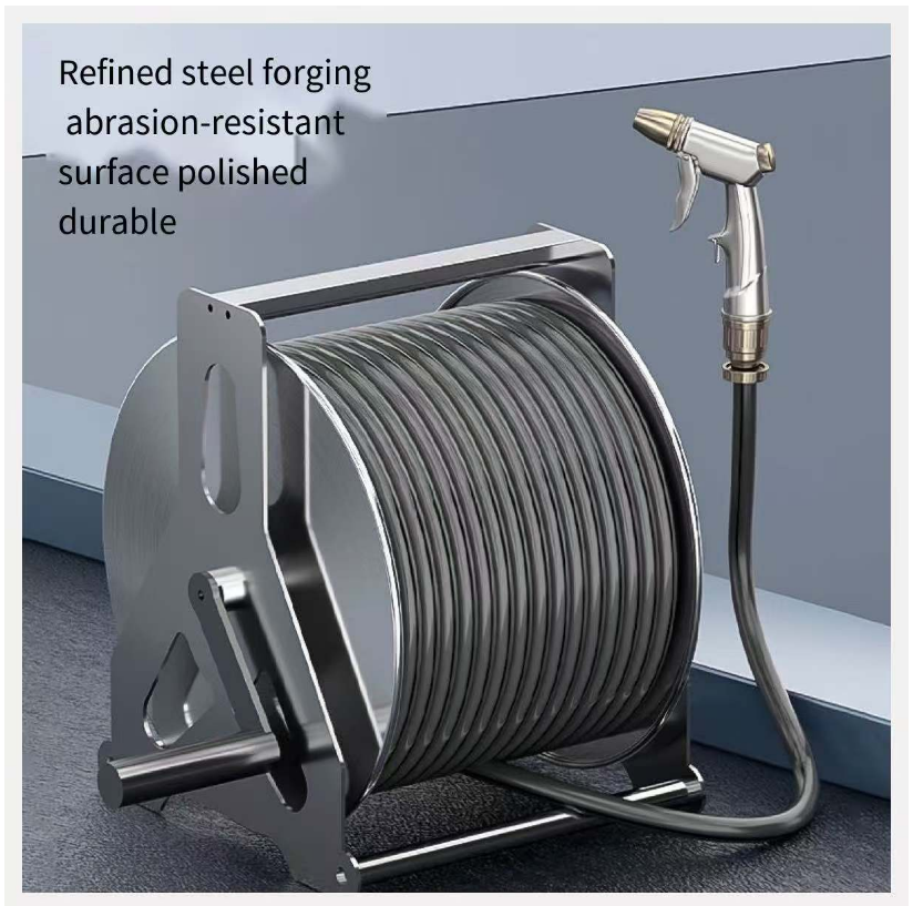 Stainless Steel Garden Hose Reel Holder Wall Mounted Storage Rack ...