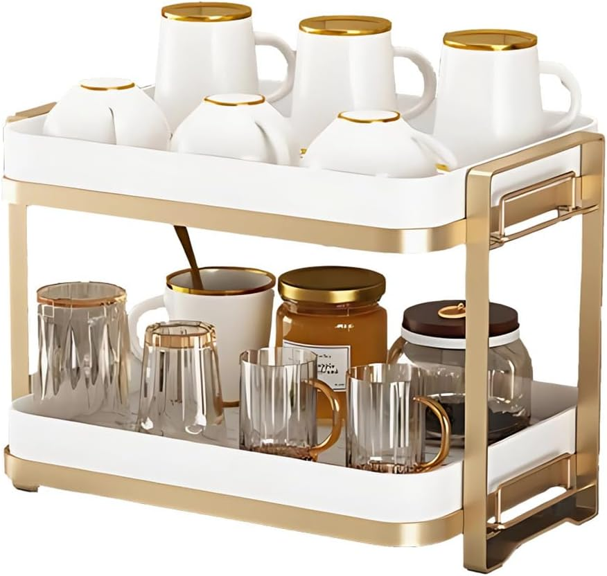 2-Tier Cup holder tea Cups Mugs Drying Rack with Removable Drain Tray ...