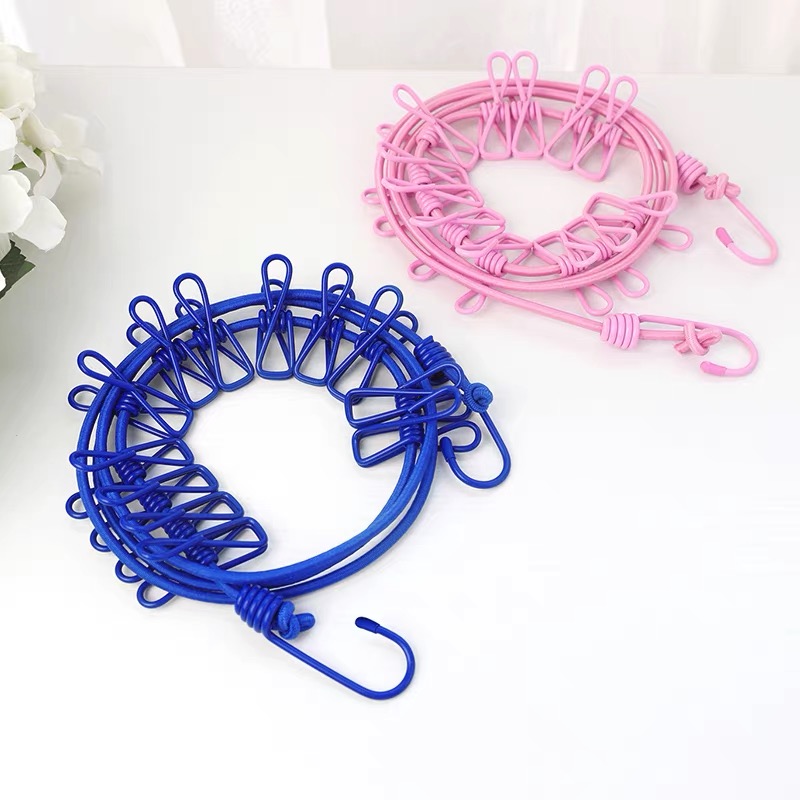 ZH091 Elastic Rope with 12 Clip clothes Hanger Clothesline Drying Rope ...
