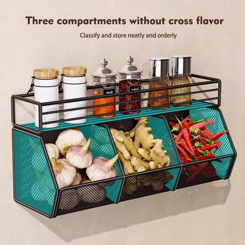 2 Layer Wall Mounted Condiments Organizer Rack Kitchen Spice Storage ...