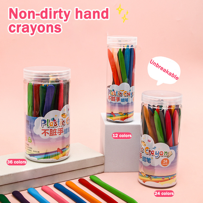 12/24/36 Colors Plastic Crayons Non-Toxic Not Dirty Coloring Set Hand ...