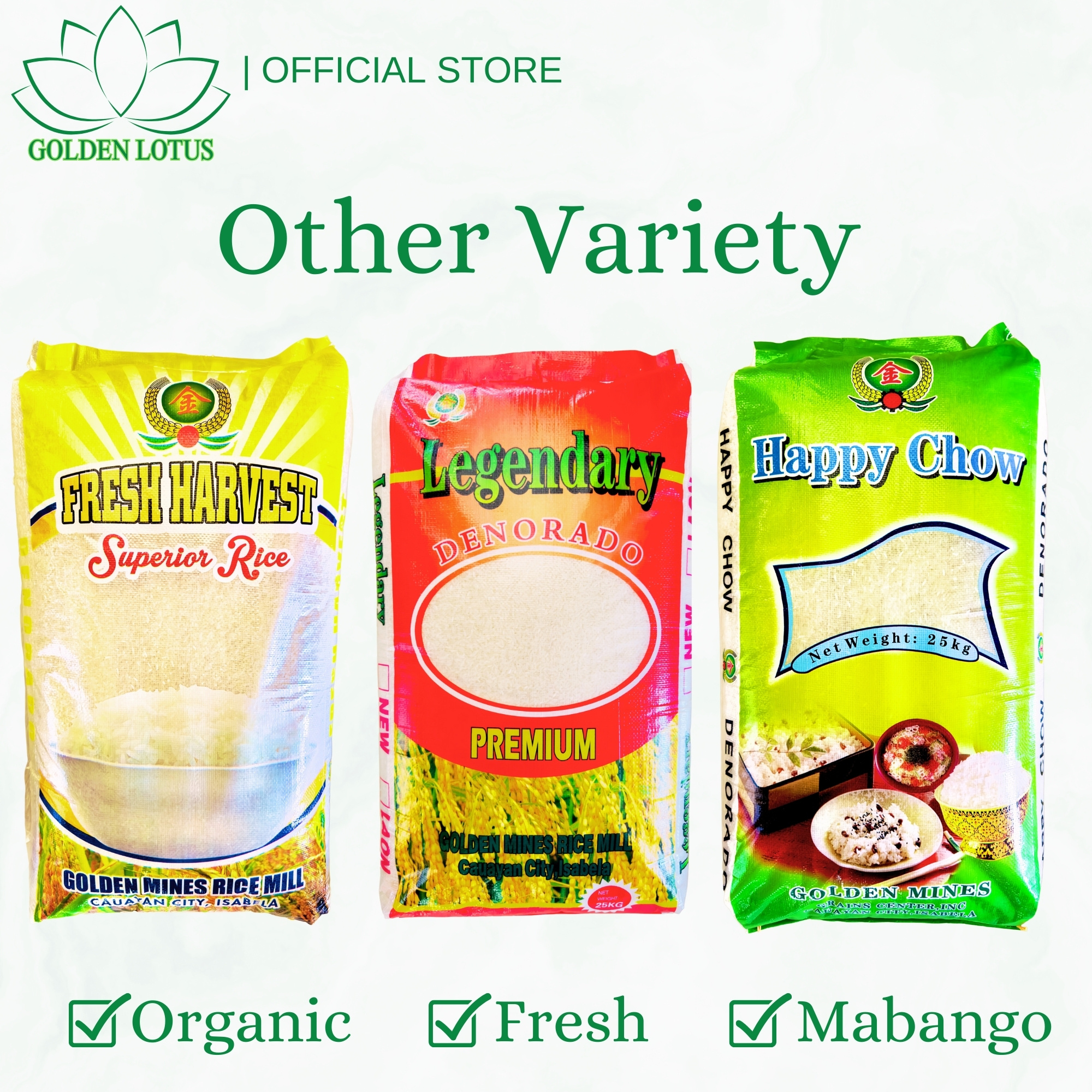 Golden Lotus HAPPY CHOW Premium White Rice Organic 25kg Whole grain ...
