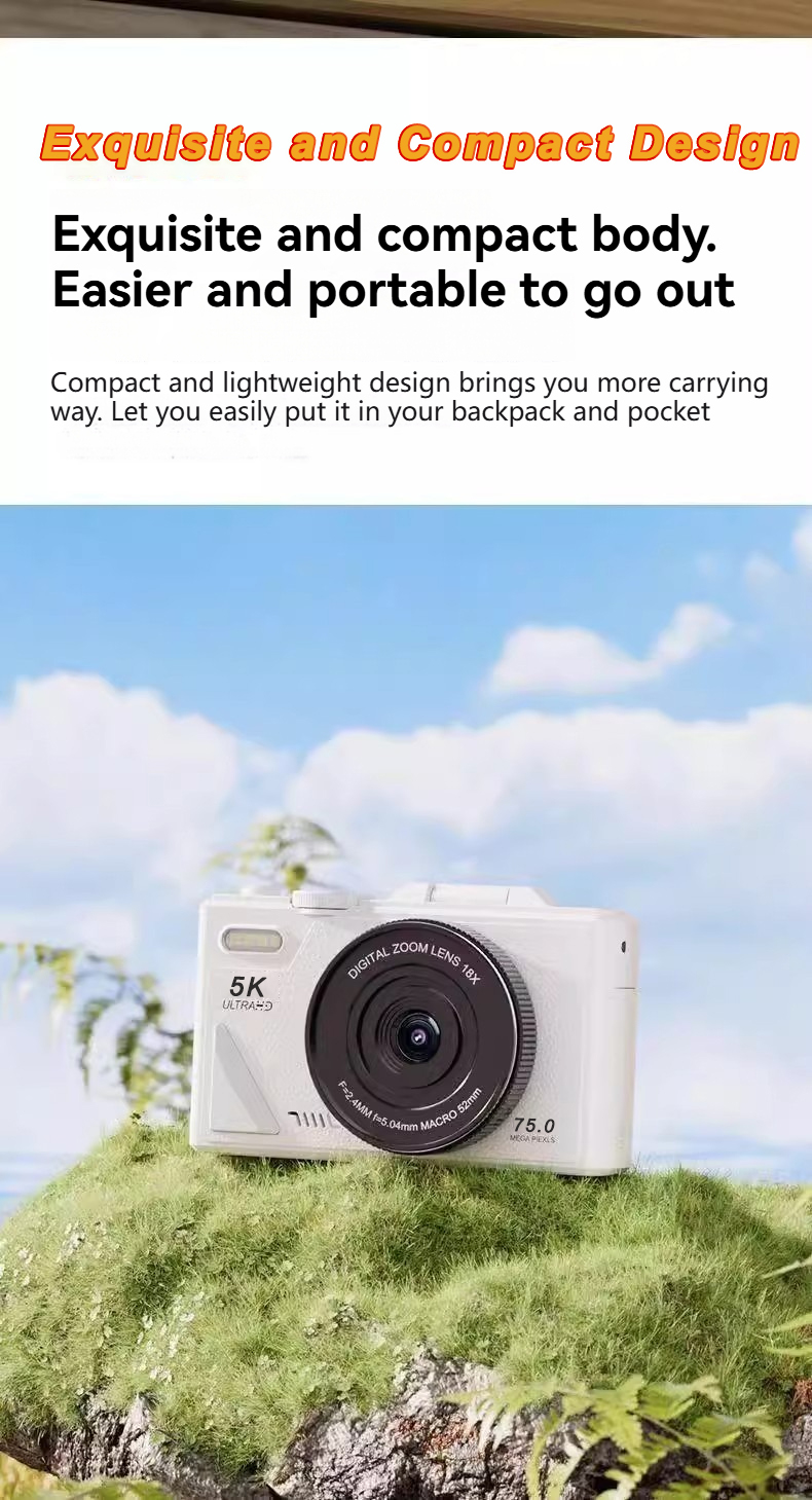 Expose Digital Camera 5K 75MP Flip screen 180° Zoom Portable Camera HD ...