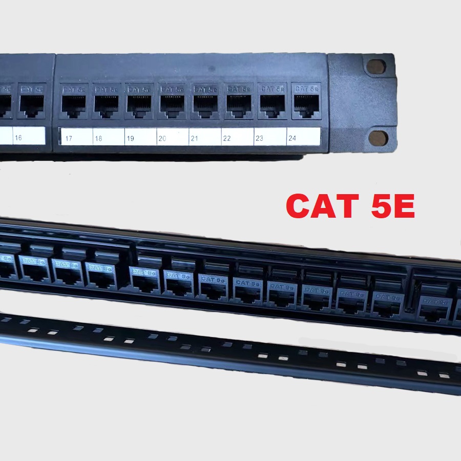 19Inch Cabinet Rack Pass-Through 24 Port CAT5E/6 Patch Panel RJ45 Cable ...