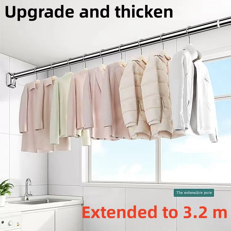 Curtain rod extendable with bracket adjustable rod clothes drying rack ...