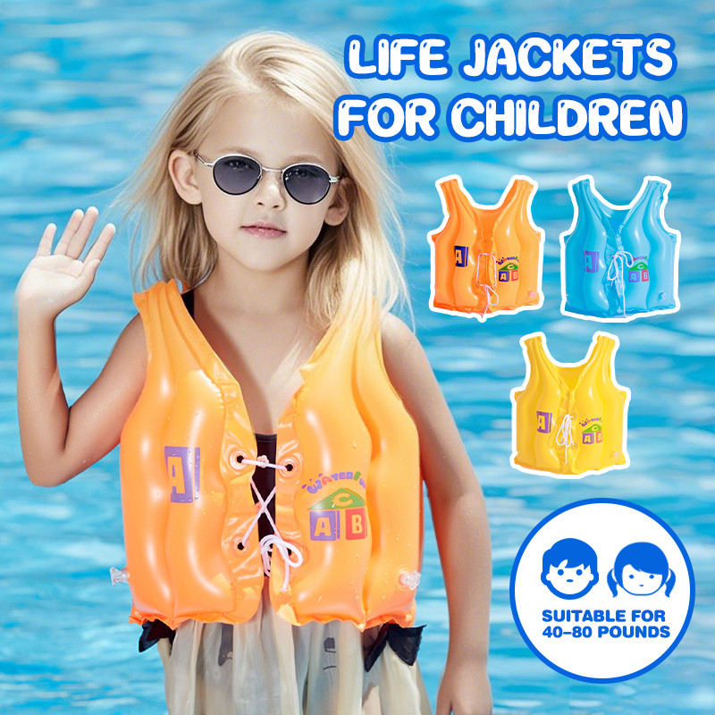 Children Float Life Jackets Kids Inflatable Vest Outdoor Water Sport ...