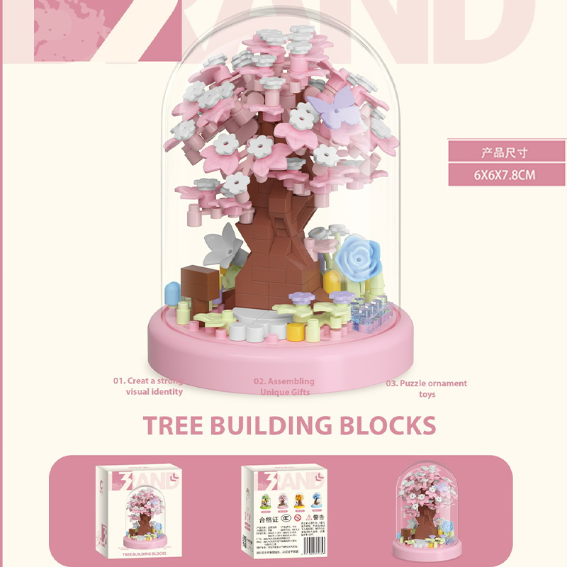Flowers Set Building Blocks Sakura Tree House Flowers Bricks Toys DIY ...