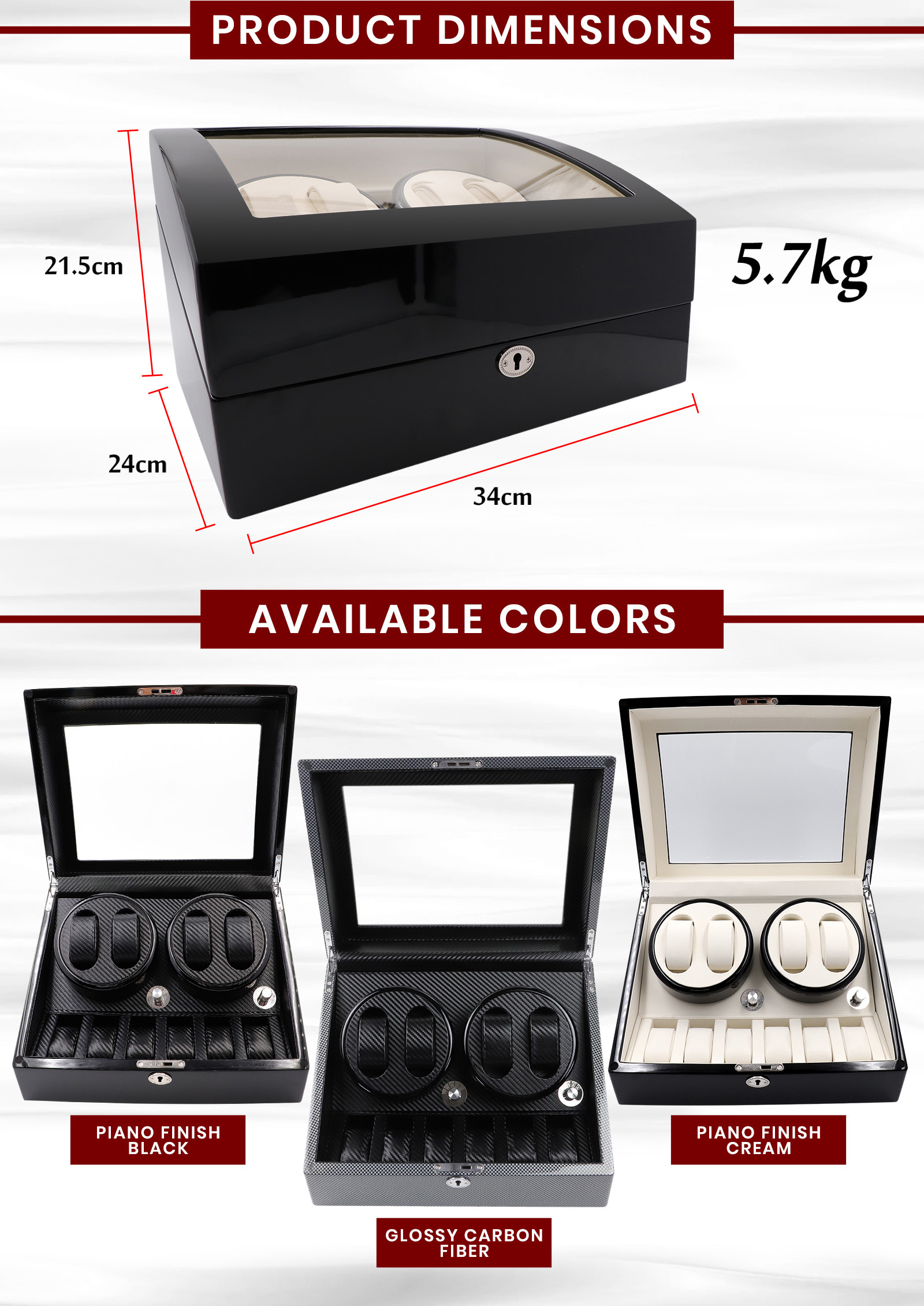4-Slot Automatic Rotation Watch Winder w/ 6 Storage (Black) | Shopee ...