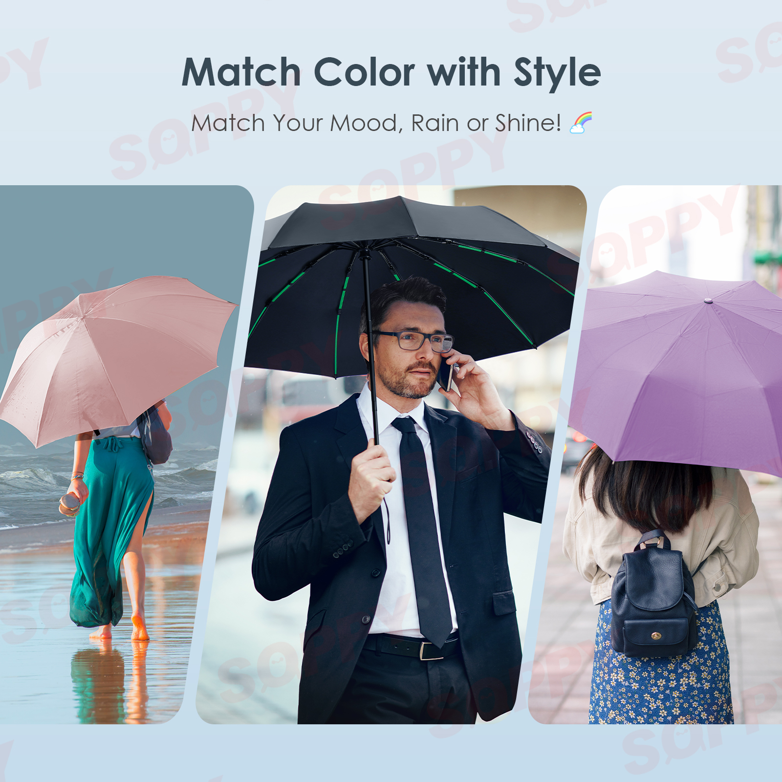 SOPPY 108Ribs Automatic Umbrella Storm Resistant Large Umbrella For Sun ...
