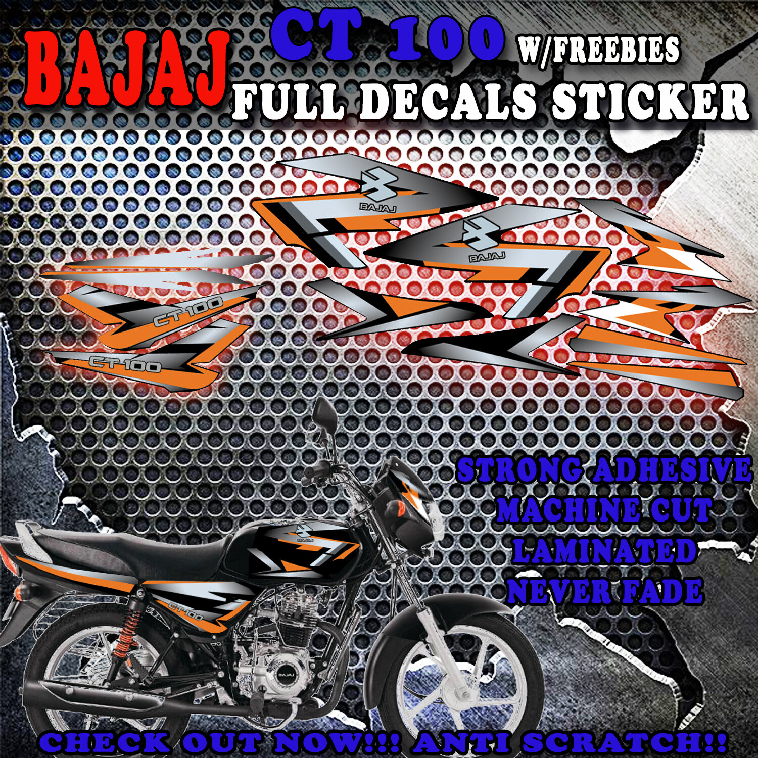 NEW FULL DECALS STICKER FOR BAJAJ CT100 MOTORCYCLE/ BAJAJ CT100 STICKER ...