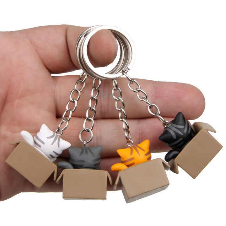 Cute cat resin simulation cat keychain pendant jewelry accessories PVC ...