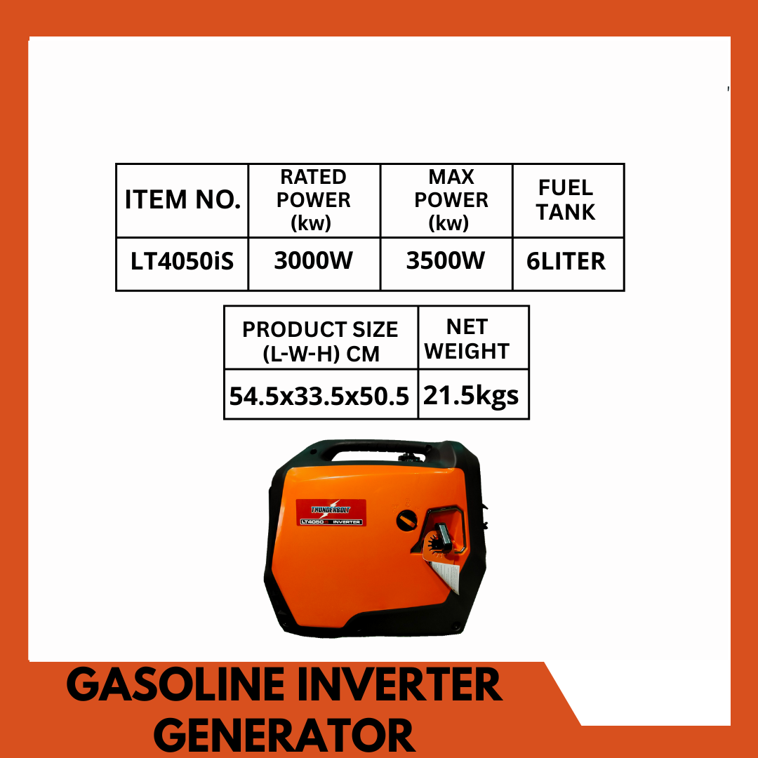 THUNDERBOLT GASOLINE INVERTER GENERATOR (3500w) | Shopee Philippines