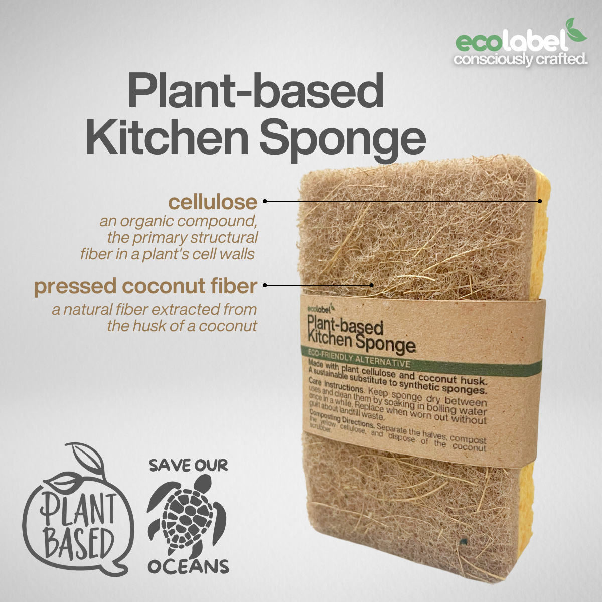 Eco-friendly Kitchen Sponge 1pc 100% Biodegradable Compostable ...