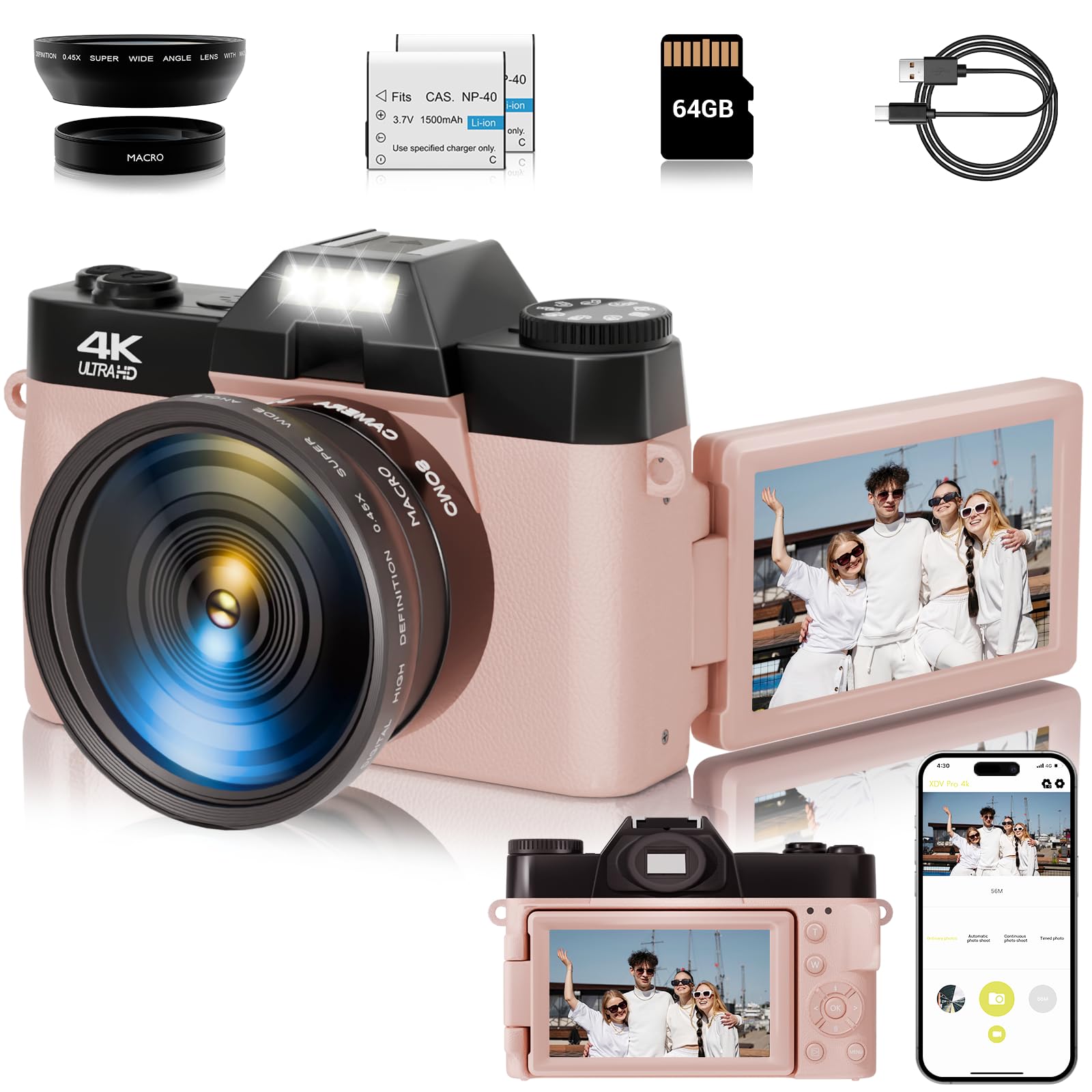 VETXI-4 Digital Camera 56MP Camera/Video 4K Video Tape Auto Focus 16X ...