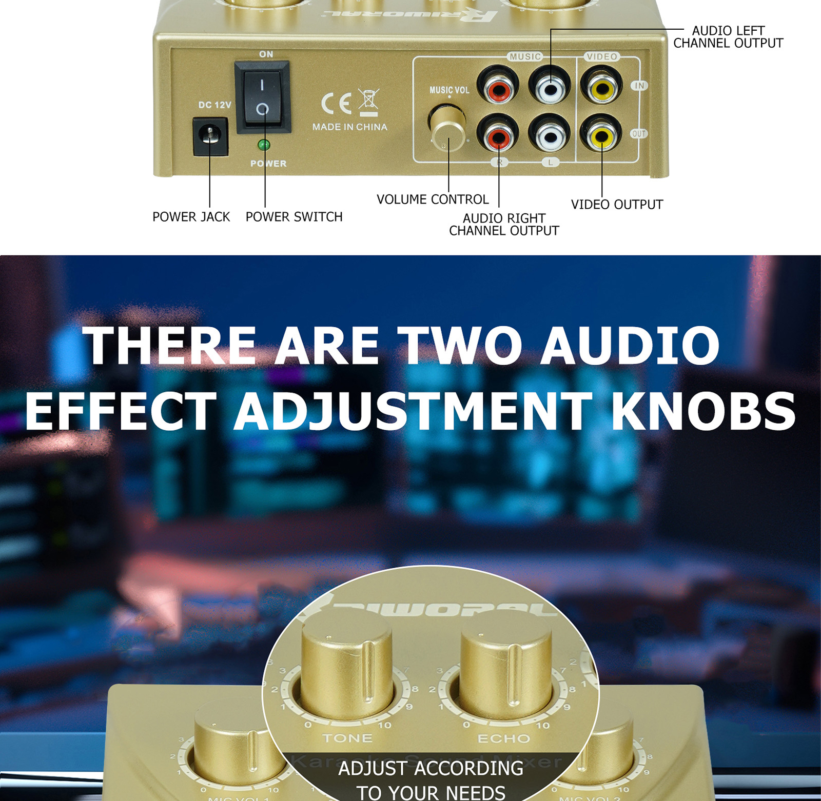 Audio mixer Audio input interface sound system Mic1/mic2 audio ...