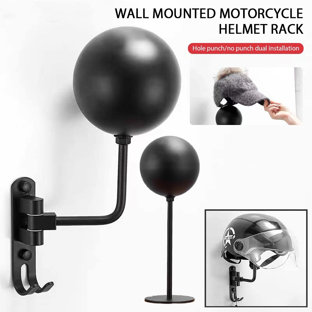 180°Rotating Motorcycle Helmet Rack Wall Mount Metal Helmet Holder for ...