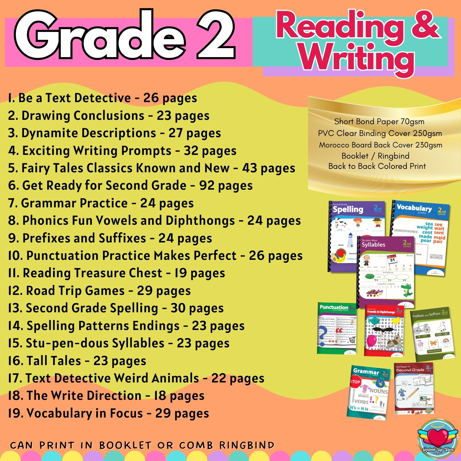 GRADE 2 (READING & WRITING) Activity Workbook Worksheet Homeschool ...