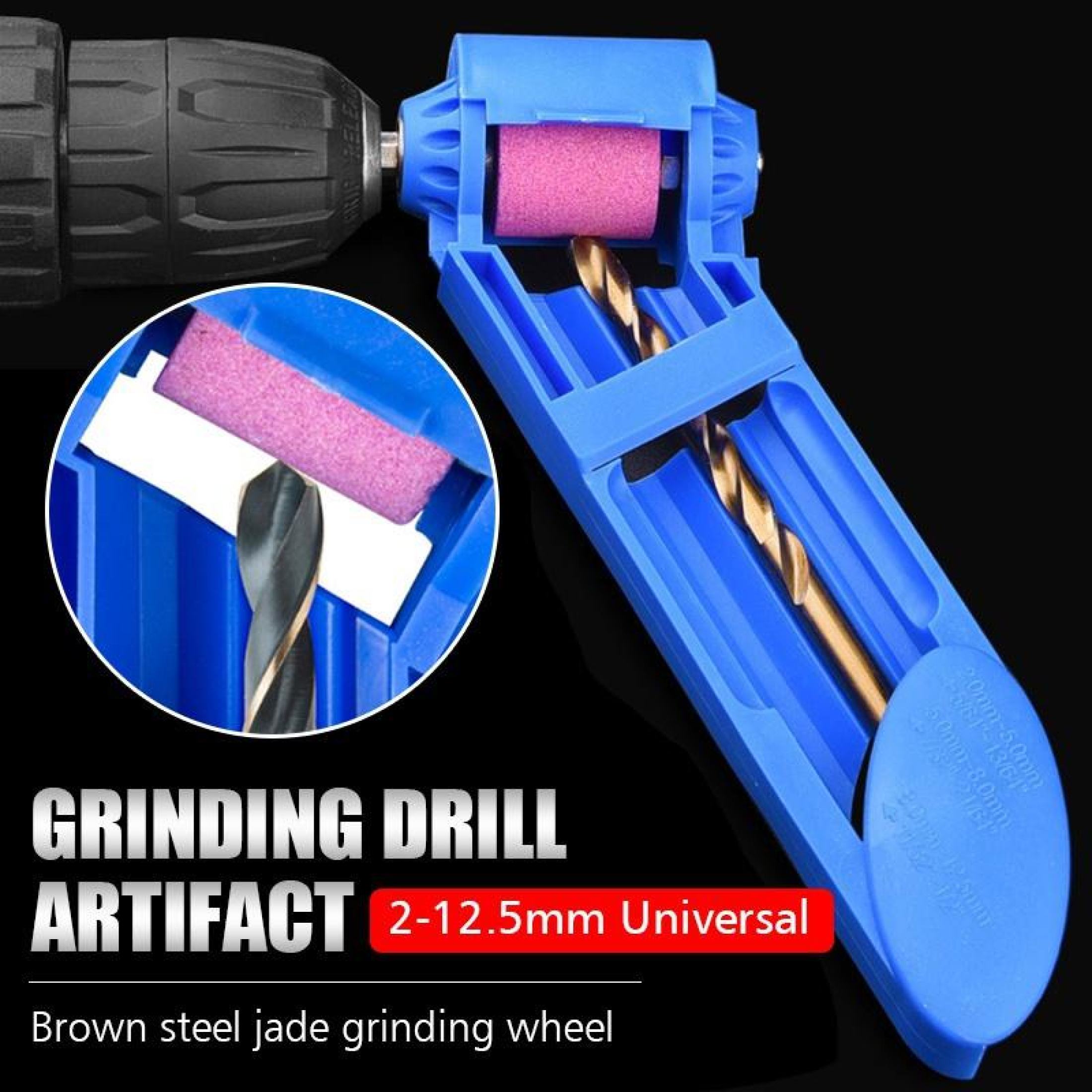 3Pc 2.0-12.5mm Portable Drill Bit Sharpener Corundum Grinding Wheel for ...