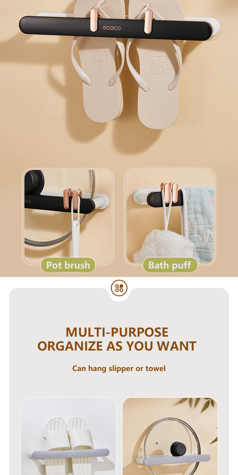 [Ready Stock]Ecoco Slipper Rack Organizer Wall-mounted for Narrow Space ...