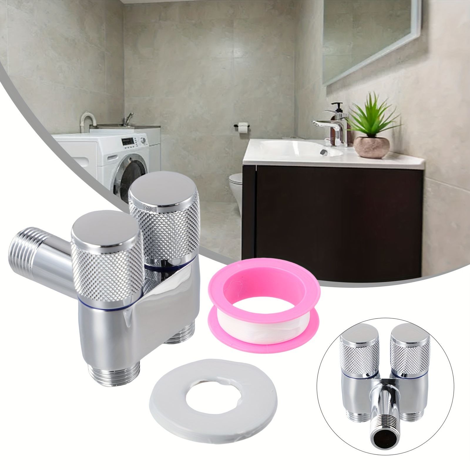 1 in 2 Out Faucet Dual Control Valve with Bidet Washing Machine Tap Two ...