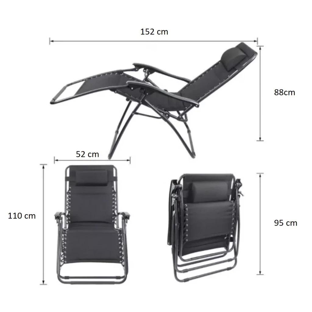 Folding Chair (Reclining) Zero Gravity Foldable Chair w/ FREE HEADREST ...