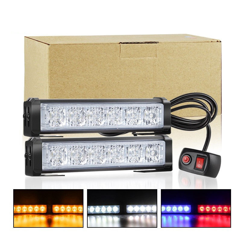 2PCS 6LED Strobe Light 12V High Bright Car Flash Light/lights white ...
