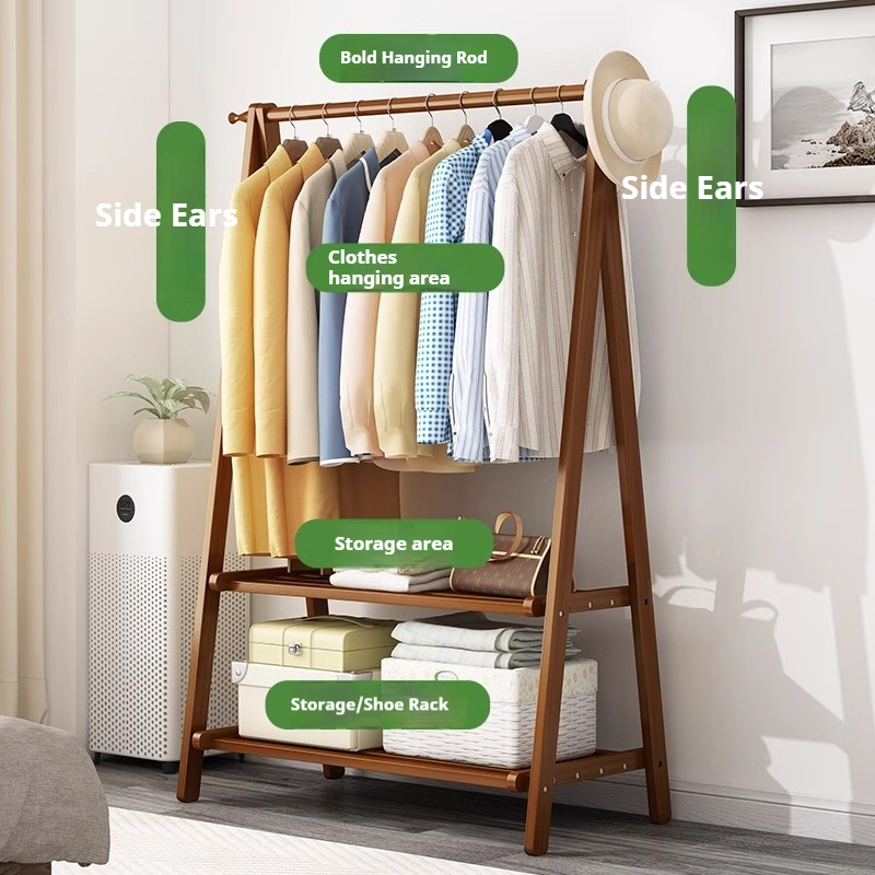 Lunas Clothes Rack Bamboo Inside Bedroom Multi-function Clothes Hanger ...