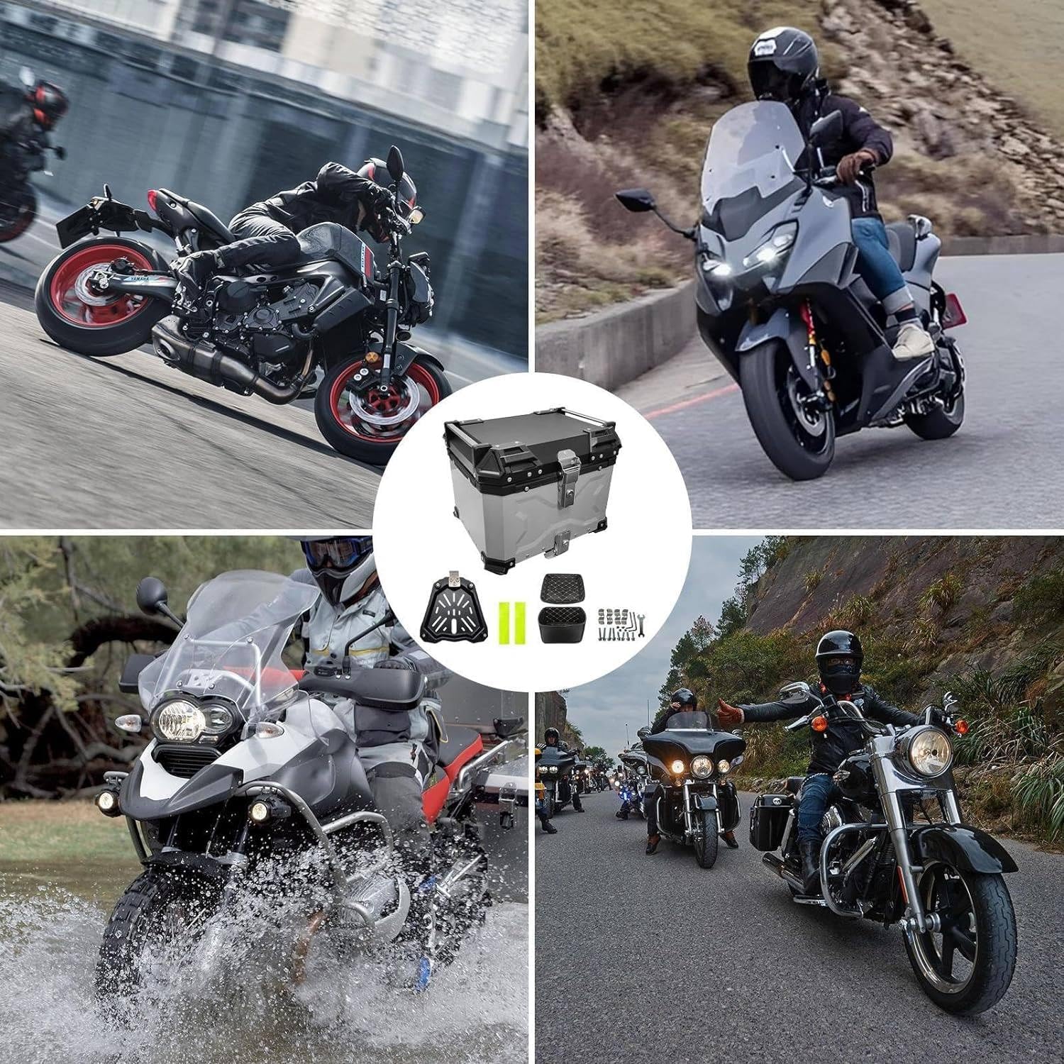 Top Box for Motorcycle,45L/55L/65LMotorcycle Trunk Box,Aluminum ...