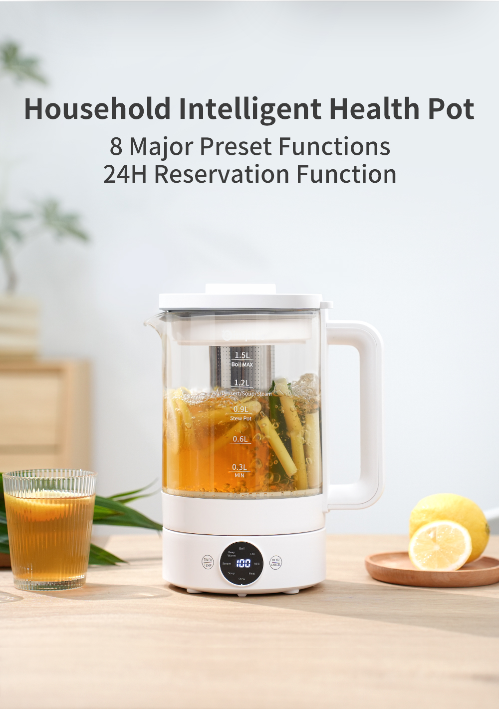 Simplus 1.5L Health Pot Household Multi-Functional Automatic Power Off ...