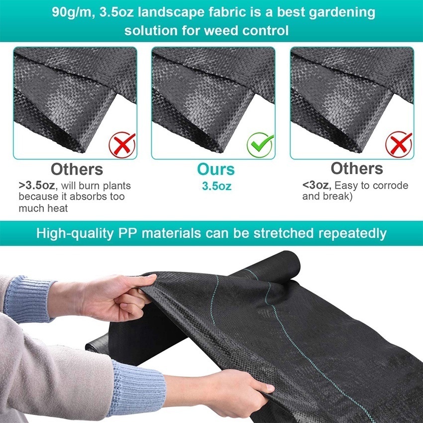 100/50/20M Weed Control Barrier Fabric Weeding Cloth Black Degradable ...