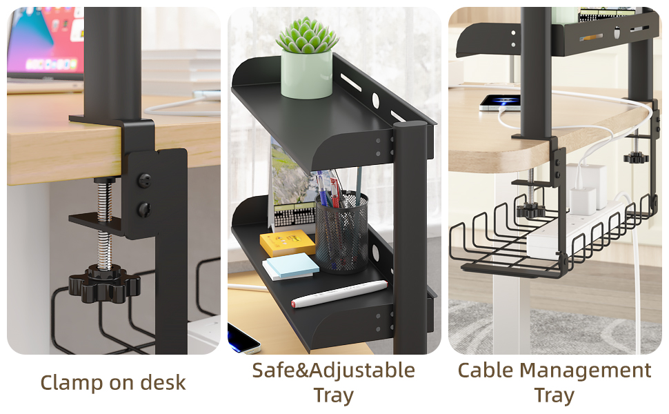 2-story adjustable storage desk extension rack Computer desk storage ...