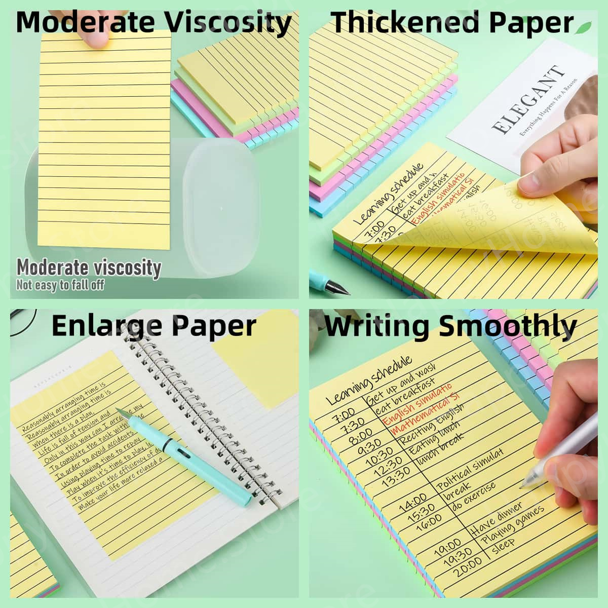 200 Sheets Long Line Sticky Notepad Large Tag Students Note Paper ...