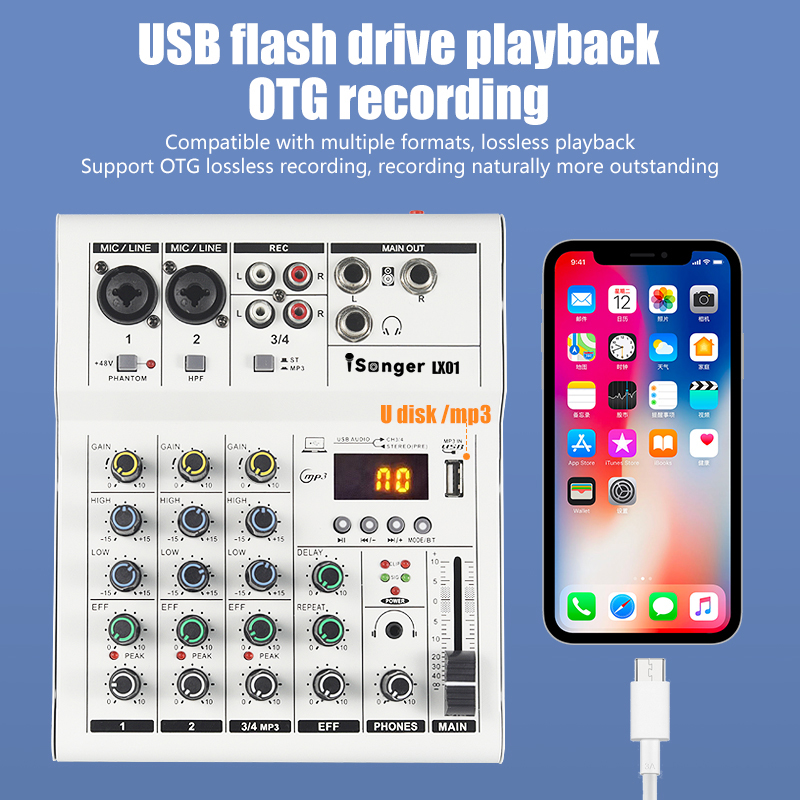 Professional Audio Mixer 4/6-Channel Mixer with equalizer USB equalizer ...