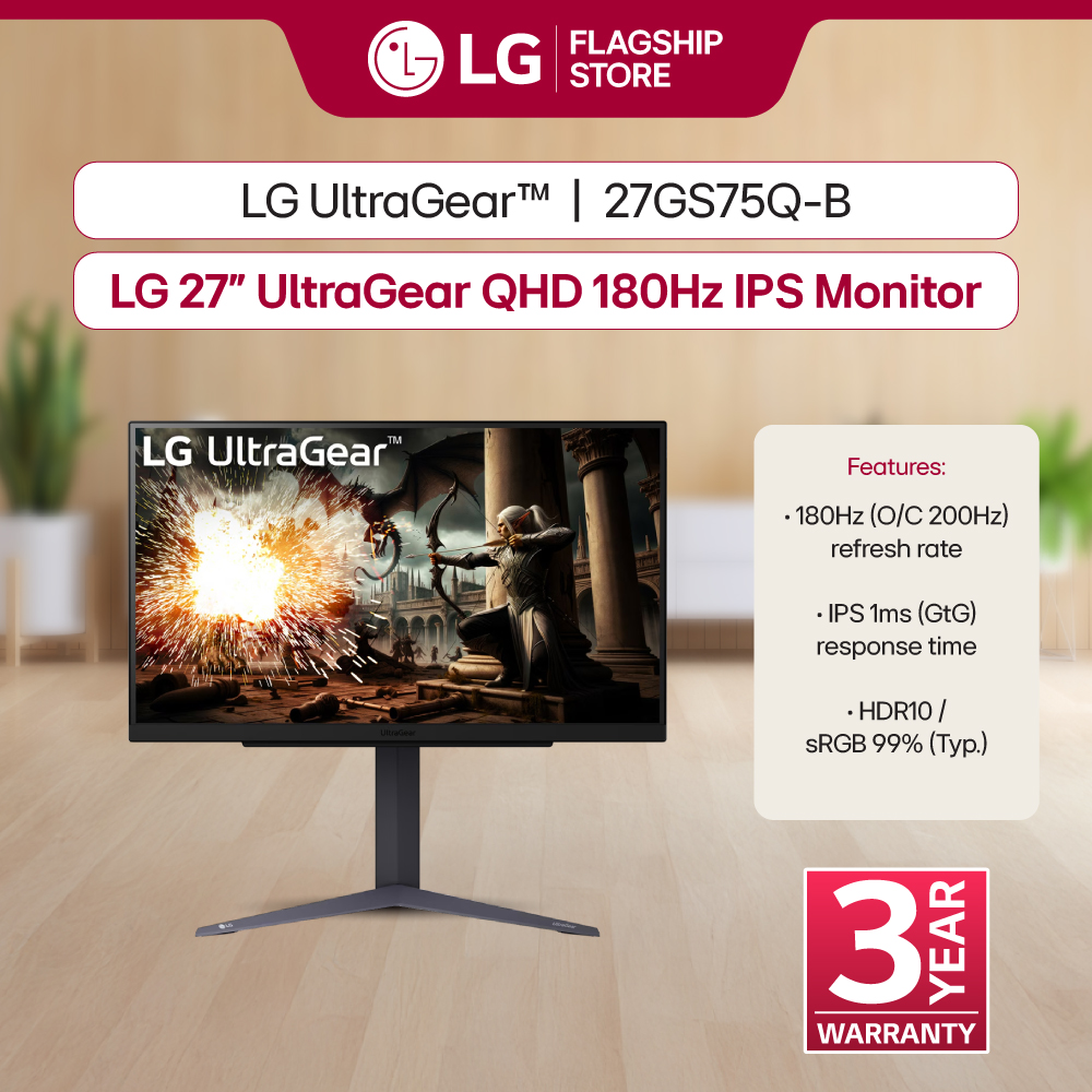 LG 27 inch UltraGear™ QHD IPS 180Hz (O/C 200Hz) Gaming Monitor | 1ms ...