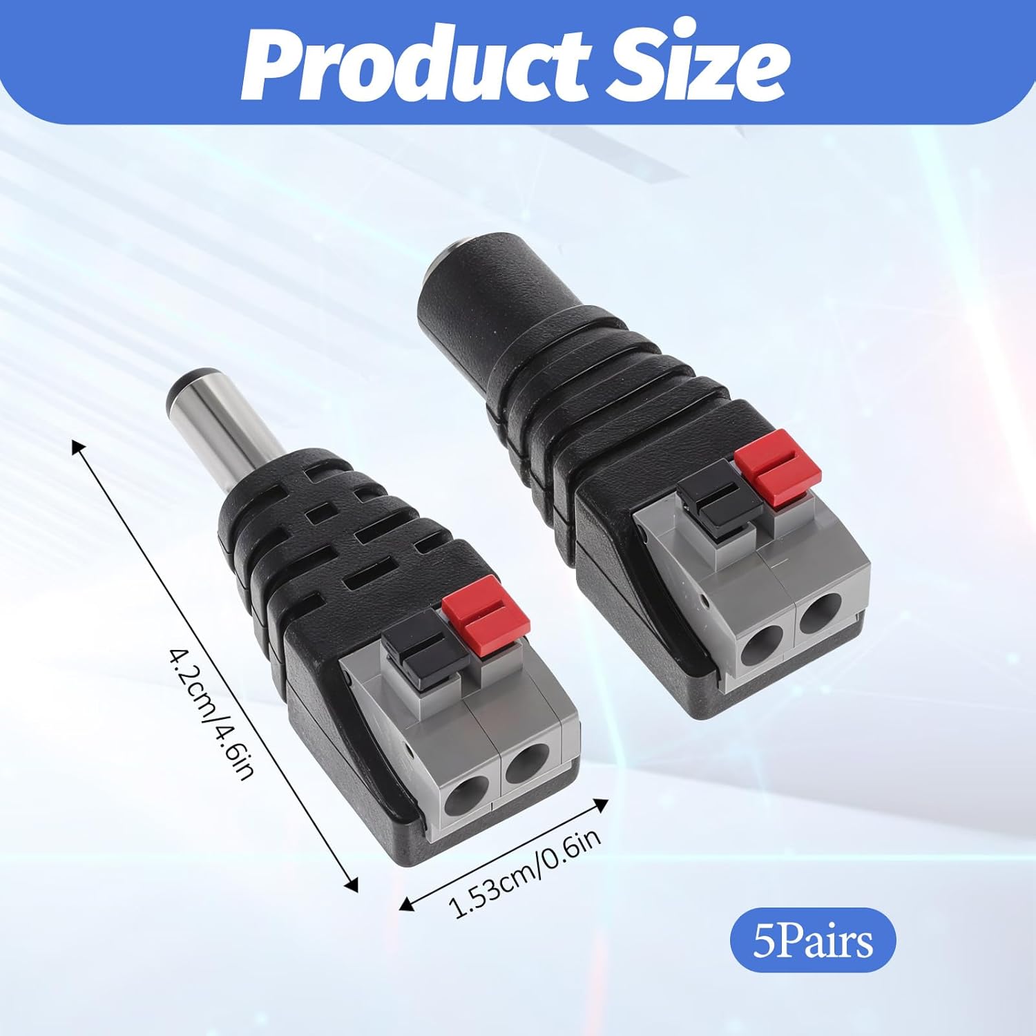 ALLAN RAC DC Power Connector Plug Male and Female DC Connector 5.5mm x ...