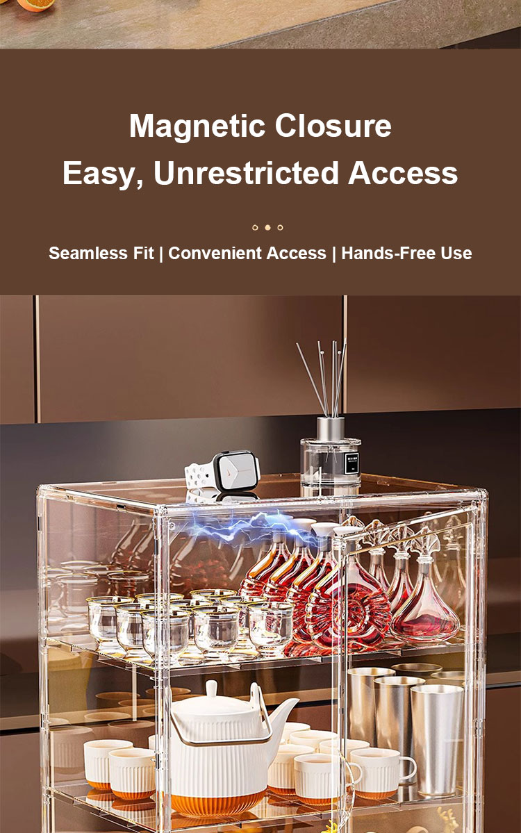 3 Layers Magnetic Acrylic Display Case Dustproof Cup Display Case ...