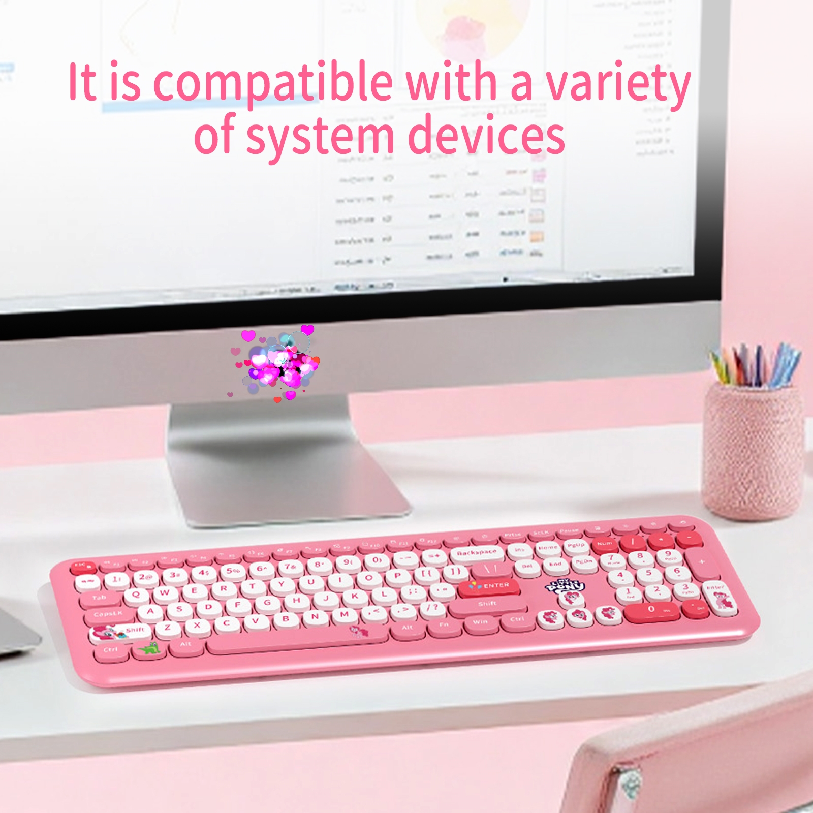 MOFii My Little Pony USB Wireless Keyboard and Mouse Set Super Pink ...